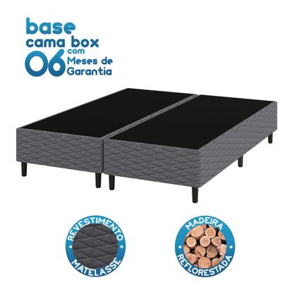 Imagem de Base Cama Box para Colchão Casal Queen 158x198cm Flávia Cinza Umaflex