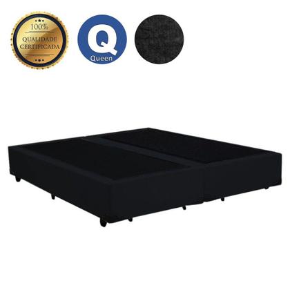 Imagem de Base Cama Box Queen Bipartido 1,58 x 1,98 x 0,28 Suede Amassado Lobbox - Preto