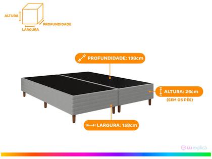 Imagem de Base Cama Box Queen Bipartido 26x158x198cm New Prada