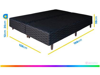 Imagem de Base Cama Box Queen Umaflex Bipartida 38x158x198cm Duomo