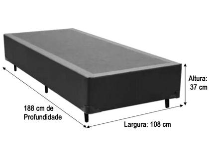 Imagem de Base Cama Box Solteirão Suede Preto 37X108X188 AN