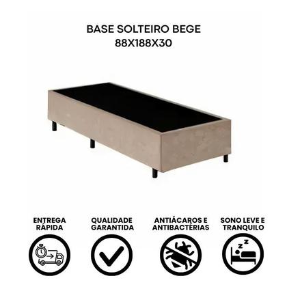 Imagem de Base Cama Box Solteiro 88x188 Suede Bege