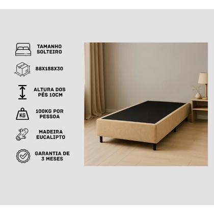 Imagem de Base Cama Box Solteiro 88x188 Suede Bege