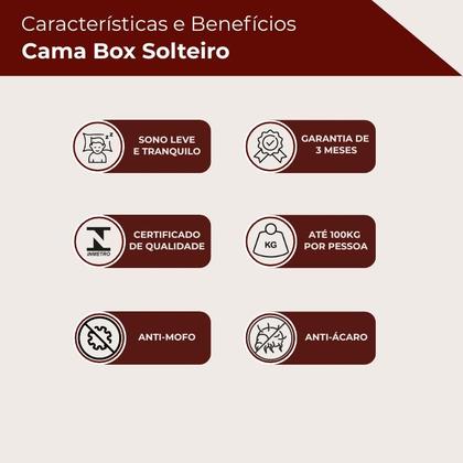 Imagem de Base Cama Box Solteiro 88x188x42 - Preta Suede