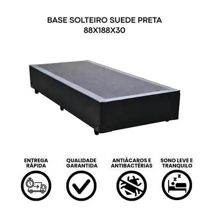 Imagem de Base Cama Box Solteiro 88x188x42 - Preta Suede