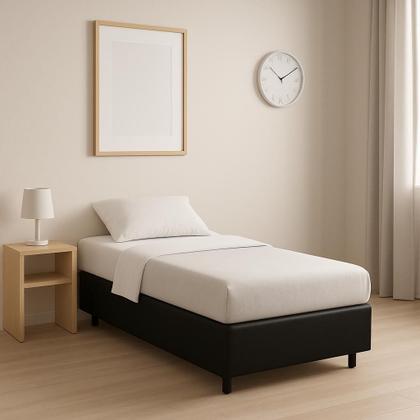 Imagem de Base Cama Box Solteiro 88x188x42 - Preta Suede
