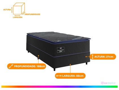 Imagem de Base Cama Box Solteiro Gazin 27x88x188cm Diamond Black