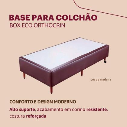 Imagem de Base Cama Box Solteiro material sintético Marrom Orthocrin Eco Pés de Madeira 88x188x24 Alto Suporte
