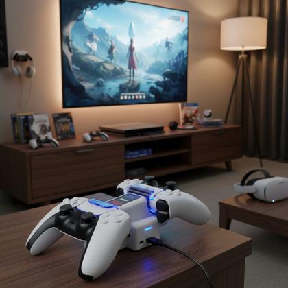 Imagem de Base Carregador Duplo Compatível Com Controle Joystick Ps5