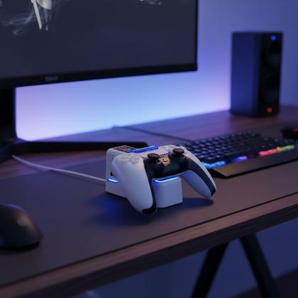 Imagem de Base Carregador Duplo Compatível Com Controle Joystick Ps5