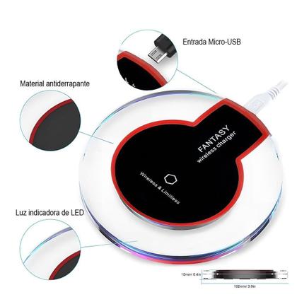 Imagem de Base Carregadora Fantasy Qi Wireless Slim Sem Fio - Preto