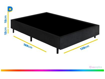 Imagem de Base Casal Gazin Sommier largura de 138 cm e altura de 39 cm em tecido suede Preto