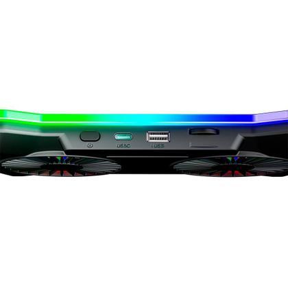 Imagem de Base com Cooler em Aço Carbono para Notebook e Tablets Rise Mode, Até 17", Galaxy Gray X7, RGB - RM-CNC-07-RGB
