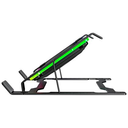 Imagem de Base com Cooler em Aço Carbono para Notebook e Tablets Rise Mode, Até 17", Galaxy Gray X7, RGB - RM-CNC-07-RGB