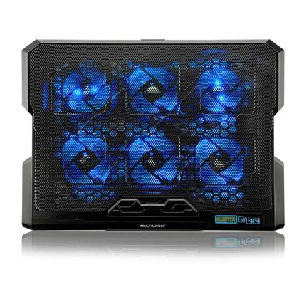 Imagem de Base com Cooler para Notebook Multi Hexa, com 6 Fans com Ajuste de Velocidade, Até 17", 2x USB, LED, Preto - AC282