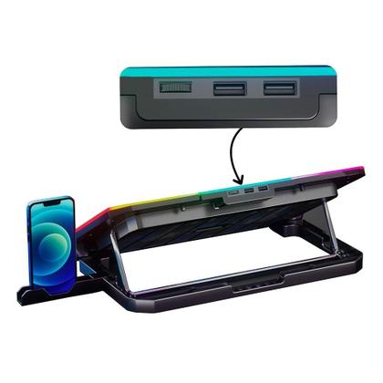 Imagem de Base com Cooler para Notebook Rise Mode, 17", Galaxy Black X3, RGB, USB - RM-CN-03-RGB