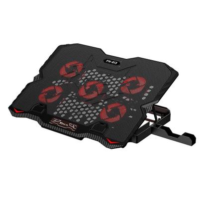 Imagem de Base com Cooler para Notebook Xtrike Me, com 5 Fans, até 15.6", 2x USB, com Apoio para Celular, LED, Preto - FN-813