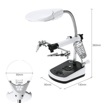 Imagem de Base Com Lupa de Aumento Bifocal Iluminada e Garras Auxiliares Para Uso em Geral - MG16090C