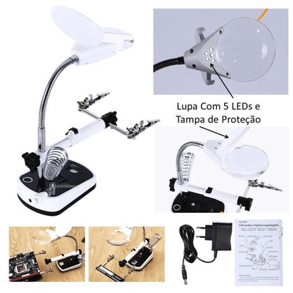 Imagem de Base Com Lupa de Aumento Bifocal Iluminada e Garras Auxiliares Para Uso em Geral - MG16090C