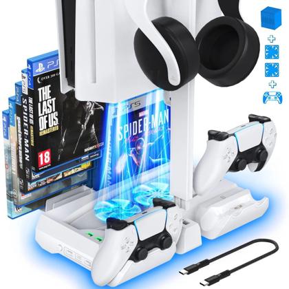 Imagem de Base Cooler Suporte Compatível com Playstation 5 Refrigeração e Porta Jogos - Oivo