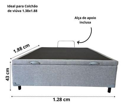 Imagem de Base De Cama Box Com Baú Viuva Em Suede Cinza