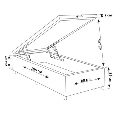 Imagem de Base de Cama Box Solteiro Vision com Baú Turkey/Rose - Vian