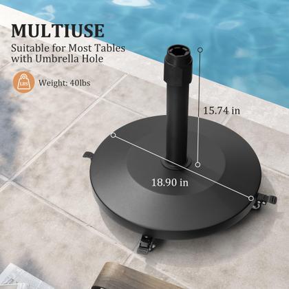 Imagem de Base de guarda-chuva de pátio VredHom 20 kg com suporte de concreto de 4 rodas