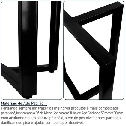 Imagem de Base de Mesa de Jantar Kansas para Tampos de Vidro Pedra e Madeira até 200cm x 100cm - Preta