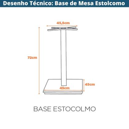Imagem de Base de Mesa de Jantar Quadrada Estocolmo Alpha Fratini 72 cm (altura) Aço Inox com Base Quadrada