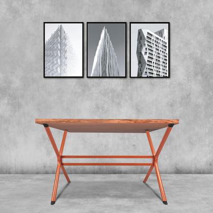 Imagem de Base De Mesa Jantar Retangular P/ Tampo Até 1,20m Pedra Vidro E Madeira