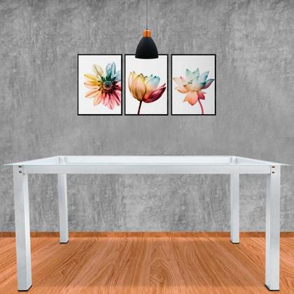 Imagem de Base De Mesa Retangular Olten Branco P/ Tampos de 2,00x0,80 Vidro Pedra e Madeira