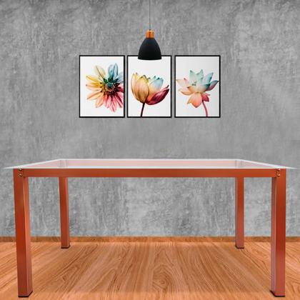 Imagem de Base De Mesa Retangular Olten Cobre P/ Tampos de 2,00x0,80 Vidro Pedra e Madeira