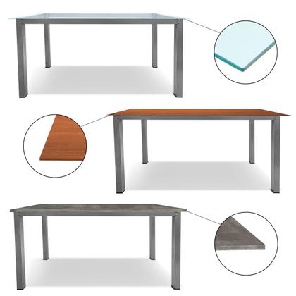 Imagem de Base De Mesa Retangular Olten Prata P/ Tampos de 1,50x0,80 Vidro Pedra e Madeira