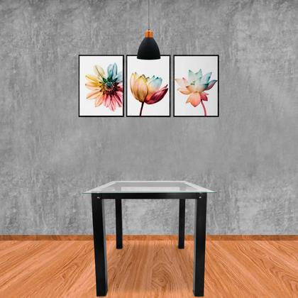 Imagem de Base De Mesa Retangular Olten Preto P/ Tampos de 0,80m Vidro Pedra e Madeira