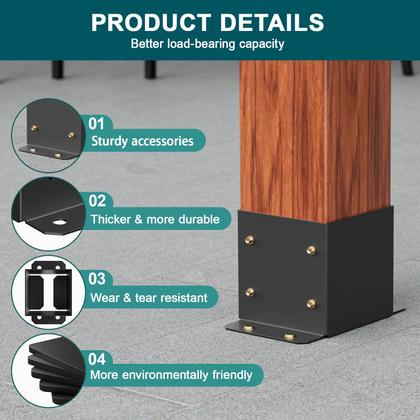 Imagem de Base de poste SPACEEUP 6x6 interna 14,2x14,2 cm, resistente, 8 unidades