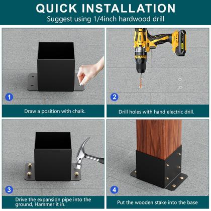 Imagem de Base de poste SPACEEUP 6x6 interna 14,2x14,2 cm, resistente, 8 unidades