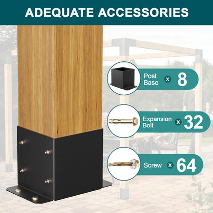 Imagem de Base de poste SPACEEUP 6x6 interna 14,2x14,2 cm, resistente, 8 unidades