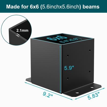 Imagem de Base de poste SPACEEUP 6x6 interna 14,2x14,2 cm, resistente, 8 unidades