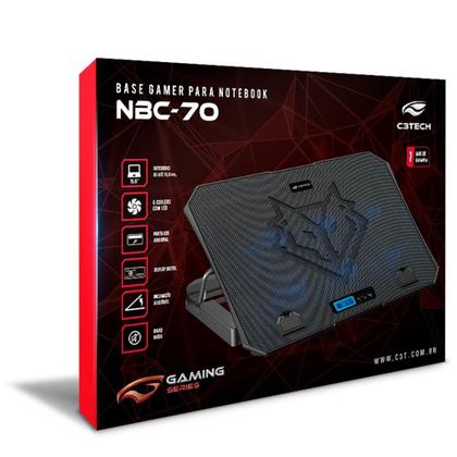 Imagem de Base Gamer para Notebook C3Tech, LED, Até 15.6, 6x Fan, Preto - NBC-70BK