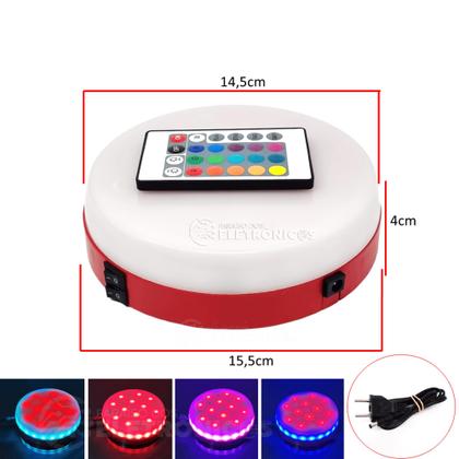 Imagem de Base Giratória Led Rgb Colorido Com Controle Remoto Use Como Base de Garrafa AP017EXGRGVM