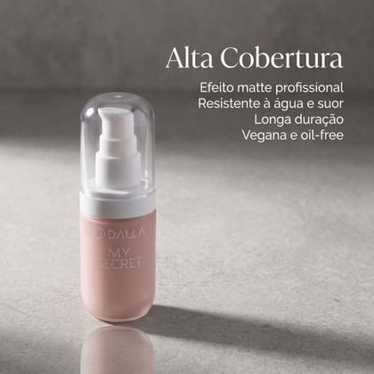 Imagem de Base Líquida Dalla My Secret Matte Cor 01 35ml Alta Cobertura Longa Duração