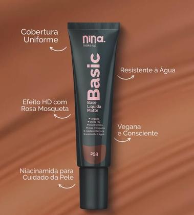 Imagem de Base Liquida Matte Basic  Nina Makeup