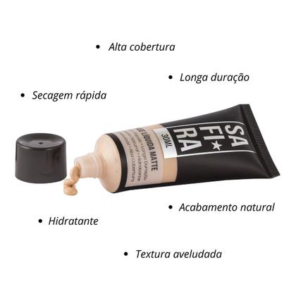 Imagem de Base Líquida Matte Nº 02 Alta Cobertura 30ml Basic Safira