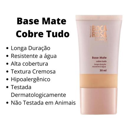 Imagem de Base Mate Cobre Tudo Boca Rosa Beauty 30ml