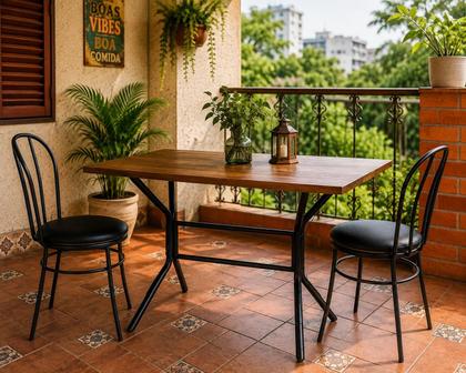 Imagem de Base Mesa Aço Reforçado Preto 80x80cm Antiferrugem p/ Vidro Madeira Jantar Cozinha