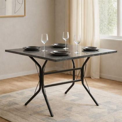 Imagem de Base Mesa Aço Reforçado Preto 80x80cm Antiferrugem p/ Vidro Madeira Jantar Cozinha