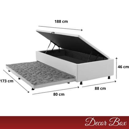 Imagem de Base Monte Carlo Branco Cama Box Solteiro com Baú e Cama Auxiliar