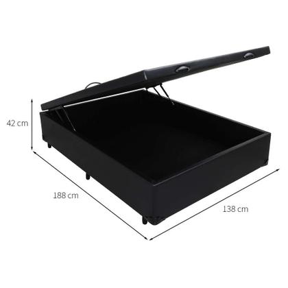 Base para Cama Box Casal Érica com Baú Preta - C.R.A Imagem de Base para Cama Box Casal Érica com Baú Preta