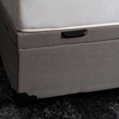 Imagem de Base para Cama Box Casal Martin Premium com Baú Linho (47x138x188 cm) Cinza