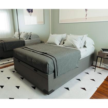 Imagem de Base para Cama Box Casal Martin Premium com Baú Linho (47x138x188 cm) Cinza